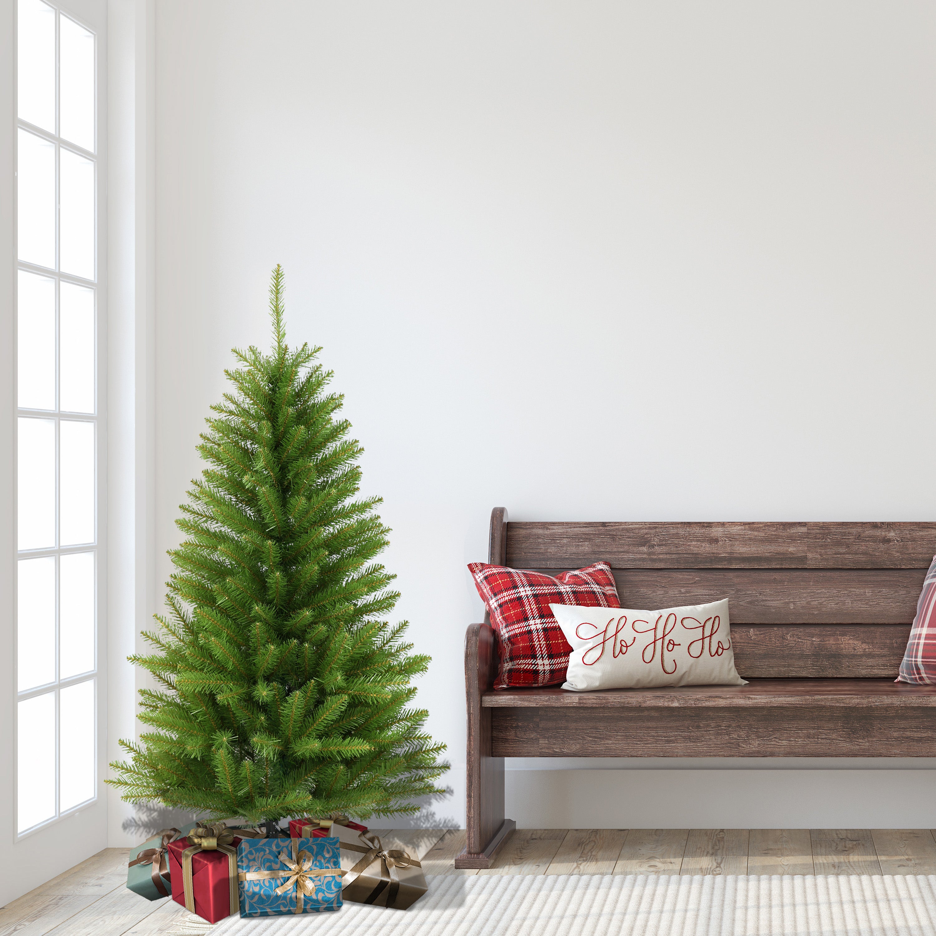 4ft Fraser Fir Pencil Christmas Tree Metal Stand Green